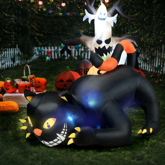 Costway 6' Giant Creeping Inflatable Black Cat with LED Lights