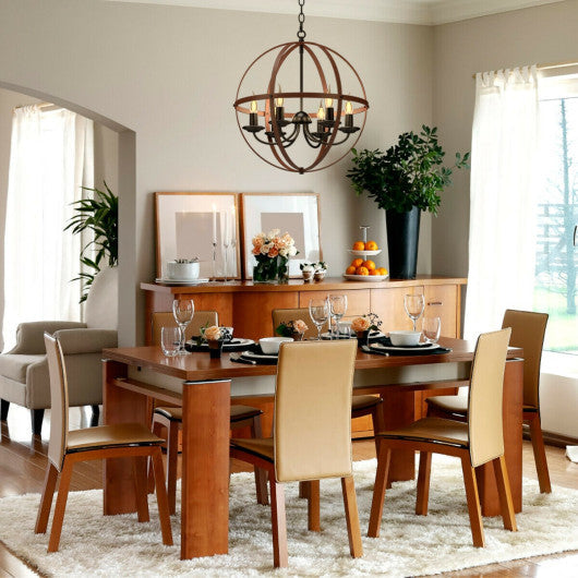 Costway 6-Light Orb Chandelier Rustic Vintage Ceiling Lamp