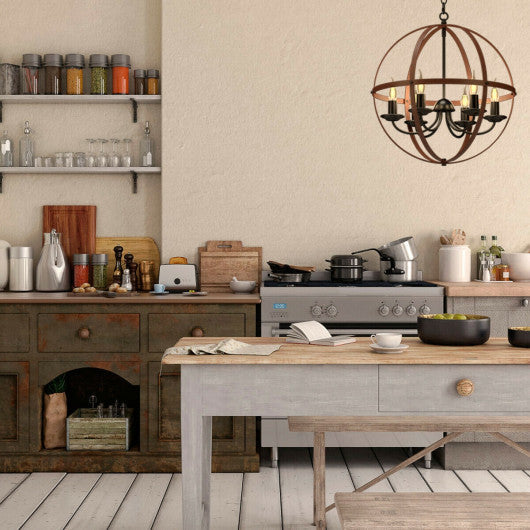 Costway 6-Light Orb Chandelier Rustic Vintage Ceiling Lamp