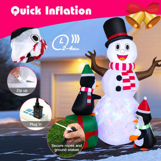 Costway 6' Lighted Inflatable Snowman Christmas Decoration with Penguin