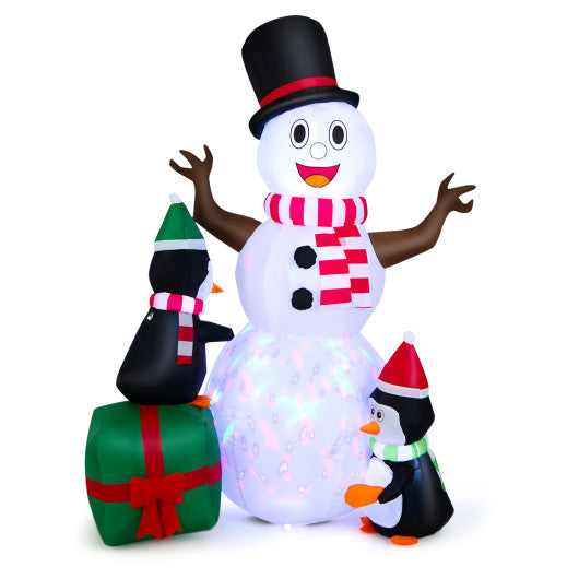 Costway 6' Lighted Inflatable Snowman Christmas Decoration with Penguin