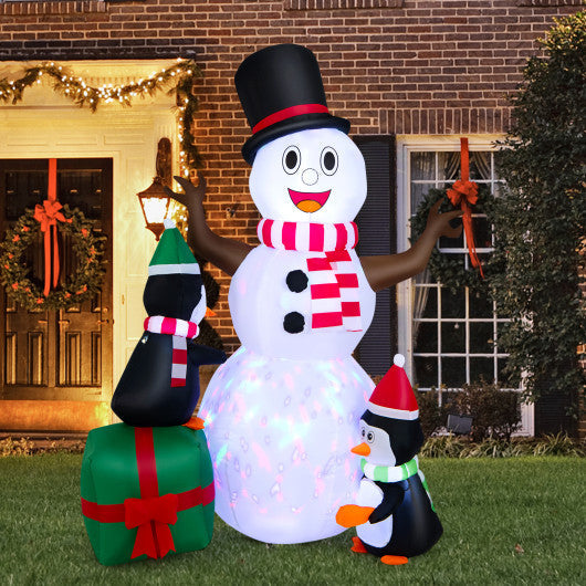 Costway 6' Lighted Inflatable Snowman Christmas Decoration with Penguin
