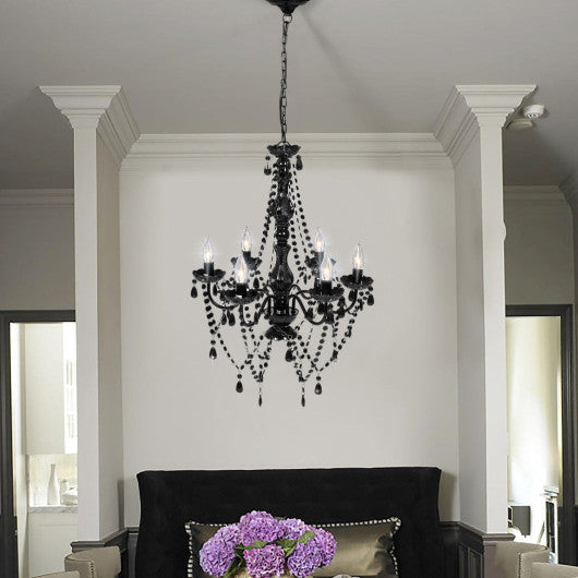 Costway 6 Lights Pendant Crystal Candle Chandeliers Lighting