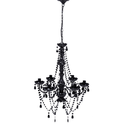 Costway 6 Lights Pendant Crystal Candle Chandeliers Lighting