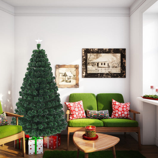 Costway 6' Multicolor Artificial Christmas Tree with LED Light and Metal Stand