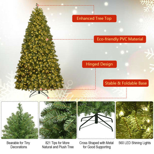 Costway 6' Pre-Lit Artificial PVC Christmas Tree with LED Lights and Stand