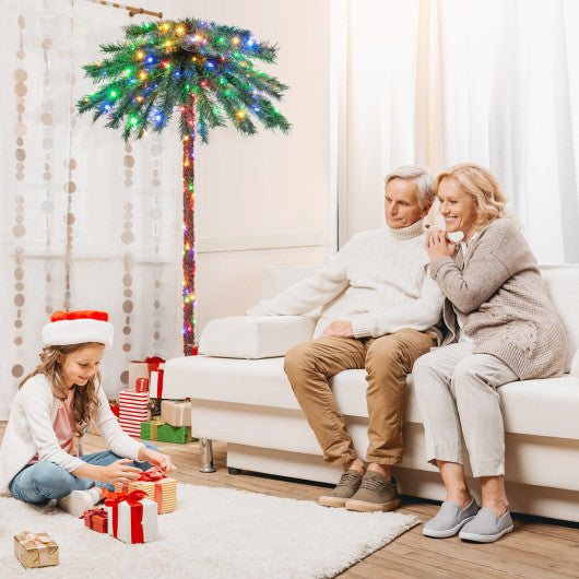 Costway 6' Pre-Lit Artificial Tropical Christmas Palm Tree with 210 Multi-Color Lights