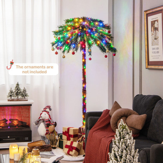 Costway 6' Pre-Lit Artificial Tropical Christmas Palm Tree with 210 Multi-Color Lights