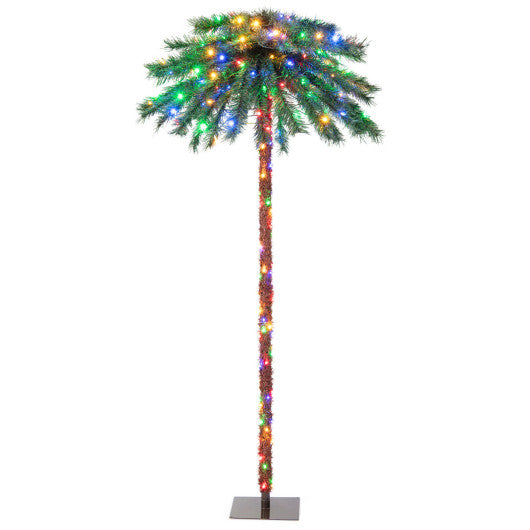 Costway 6' Pre-Lit Artificial Tropical Christmas Palm Tree with 210 Multi-Color Lights