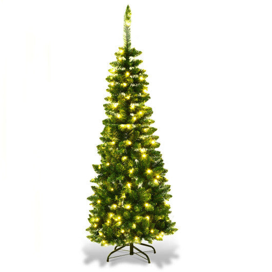 Costway 6' Pre-Lit PVC Artificial Carolina Pine Tree with LED Lights