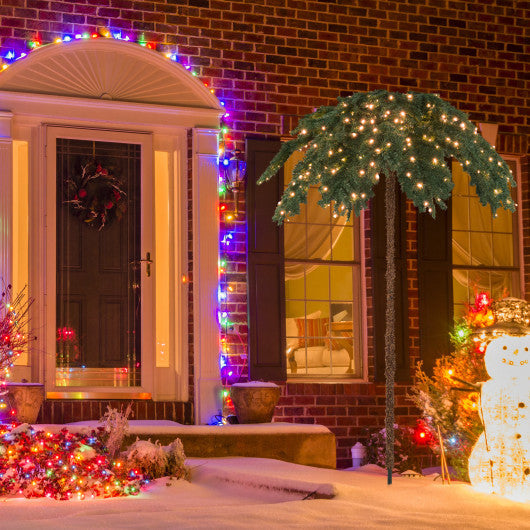 Costway 6' Pre-Lit Xmas Palm Artificial Tree with 250 Warm White LED Lights