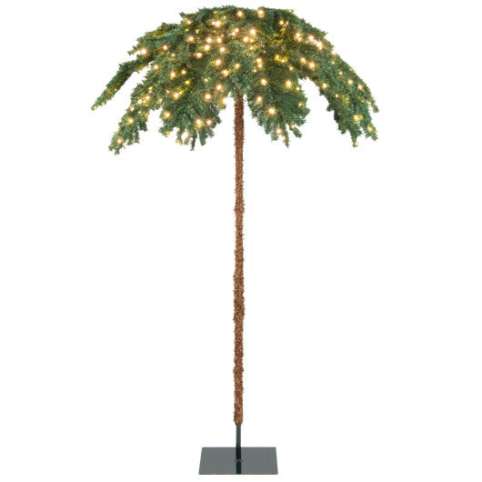 Costway 6' Pre-Lit Xmas Palm Artificial Tree with 250 Warm White LED Lights