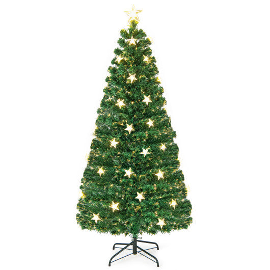 Costway 6' Prelit Fiber Optic Christmas Tree with Warm White Lights