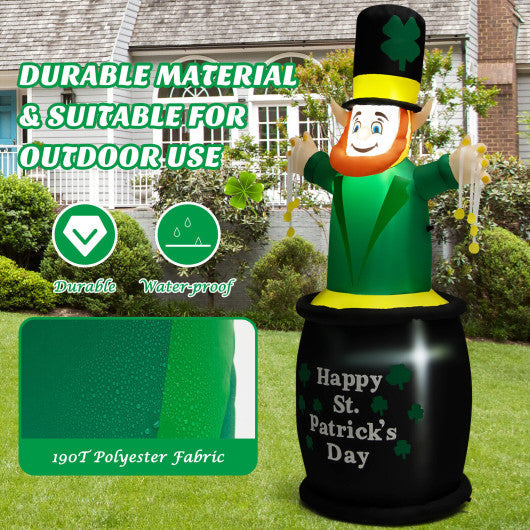 Costway 6' St Patrick's Day Inflatables Leprechaun Irish Day Decoration with LED Lights
