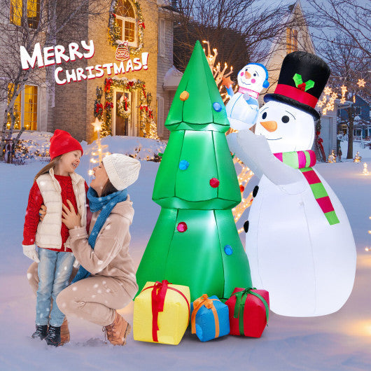 Costway 6' Tall Inflatable Christmas Snowman and Tree Decoration Set with LED Lights
