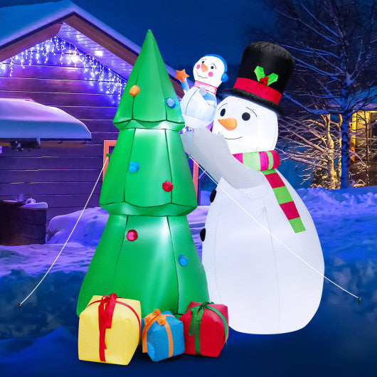 Costway 6' Tall Inflatable Christmas Snowman and Tree Decoration Set with LED Lights