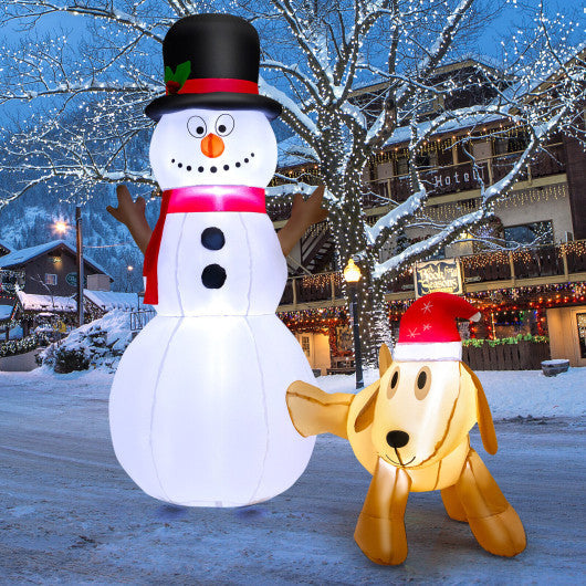 Costway 6' Tall Inflatable Snowman and Dog Set Christmas Decoration with LED Lights