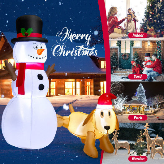 Costway 6' Tall Inflatable Snowman and Dog Set Christmas Decoration with LED Lights