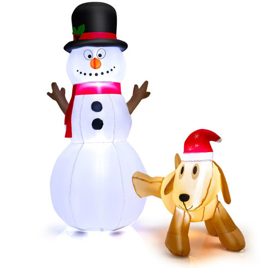 Costway 6' Tall Inflatable Snowman and Dog Set Christmas Decoration with LED Lights