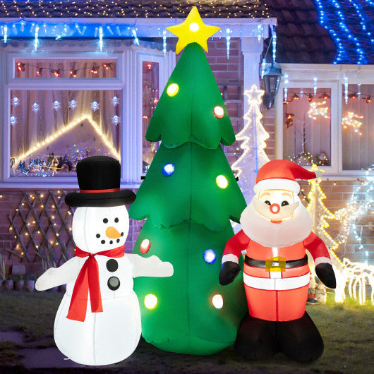 Costway 6' Tall Lighted Inflatable Christmas Decoration with Santa Claus and Snowman
