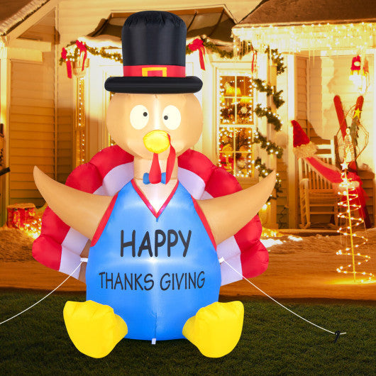 Costway 6' Thanksgiving Inflatable Turkey Harvest Day Decoration with Lights for Lawn