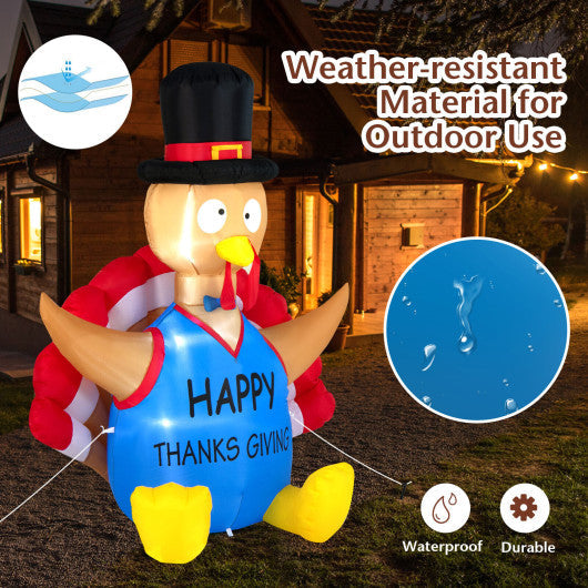 Costway 6' Thanksgiving Inflatable Turkey Harvest Day Decoration with Lights for Lawn