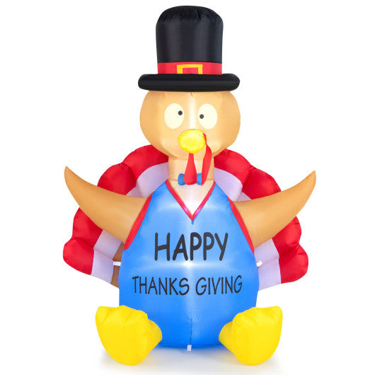 Costway 6' Thanksgiving Inflatable Turkey Harvest Day Decoration with Lights for Lawn
