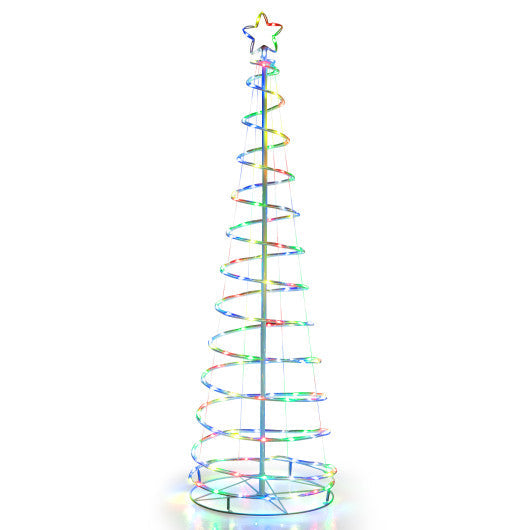 Costway 6' White Light Up Spiral Christmas Tree with Tree Top Star