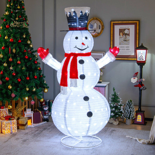 Costway 6' White Lighted Snowman with Top Hat and Red Scarf