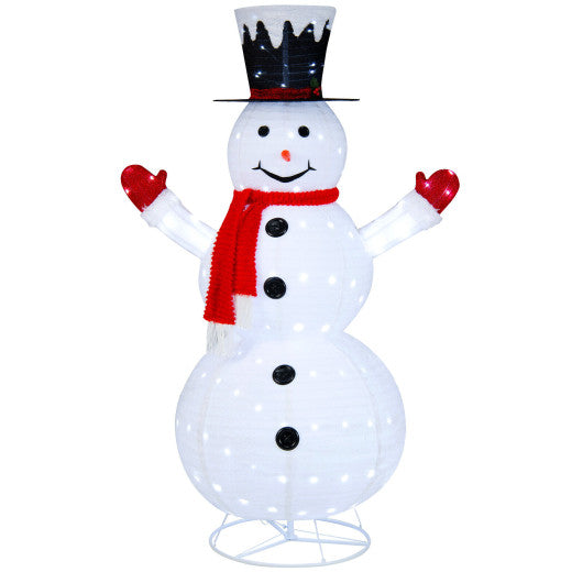 Costway 6' White Lighted Snowman with Top Hat and Red Scarf