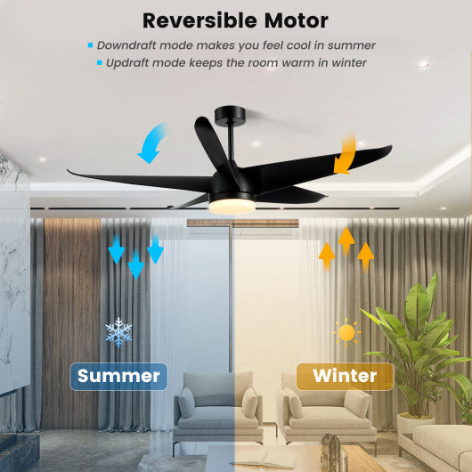 Costway 60" Black Reversible Ceiling Fan with Light