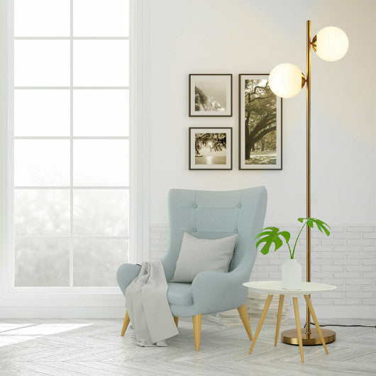 Costway 65" Golden LED Floor Lamp with 2 Light Bulbs and Foot Switch