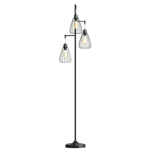 Costway 67" Industrial 3-Light Floor Lamp Tree