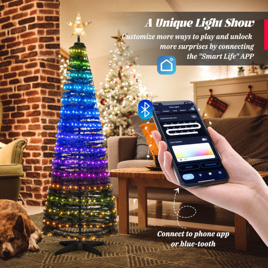 Costway 6.2' Green Pop-up Lighted Christmas Tree with 282 RGB LED Lights