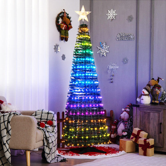 Costway 6.2' Green Pop-up Lighted Christmas Tree with 282 RGB LED Lights
