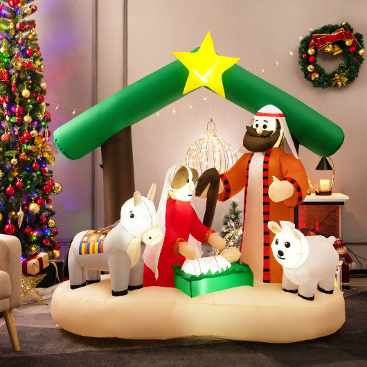 Costway 6.7' Christmas Inflatable Nativity Scene with LED Lights