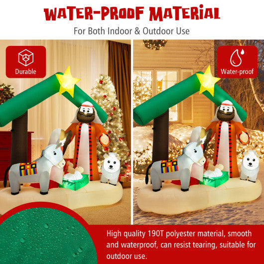 Costway 6.7' Christmas Inflatable Nativity Scene with LED Lights