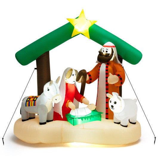 Costway 6.7' Christmas Inflatable Nativity Scene with LED Lights