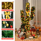 Costway 7' Artificial Cactus PVC Christmas Tree with LED Lights and Ball Ornaments-7 ft