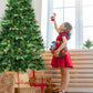 Costway 7' Artificial Christmas Tree with LED Lights and Pine Cones