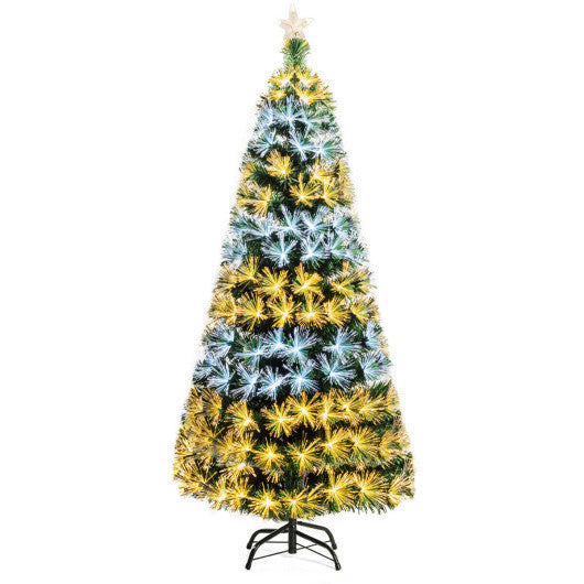 Costway 7' Double-color Lights Fiber Optic Christmas Tree