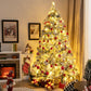 Costway 7' Flocked Christmas Tree with 250 Warm White LED Lights and 752 Mixed Branch Tips