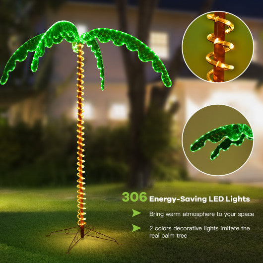 Costway 7' LED Pre-lit Palm Tree Decor with Light Rope