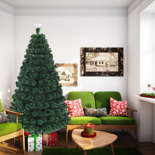 Costway 7' Multicolor Artificial Christmas Tree with LED Light and Metal Stand