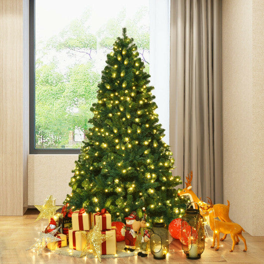 Costway 7' PVC Artificial Christmas Tree with LED Lights