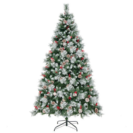 Costway 7' Pre-Lit Artificial Christmas Tree with 300 Lights and 1116 Branches