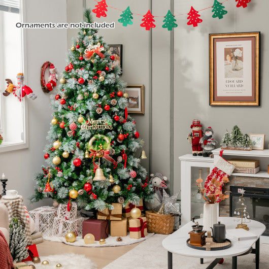 Costway 7' Pre-Lit Artificial Christmas Tree with 300 Lights and 1116 Branches