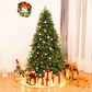 Costway 7' Pre-Lit Artificial PVC Christmas Tree with LED Lights and Stand
