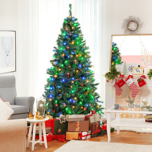 Costway 7' Pre-Lit Hinged Christmas Tree with 350 Multi-Color Lights