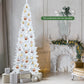 Costway 7' Pre-Lit Hinged Pencil Christmas Tree White with 300 LED Lights and 8 Flash Modes